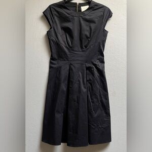 Kate Spade New York Black Fit & Flare Dress Gold Zip Back Size 4